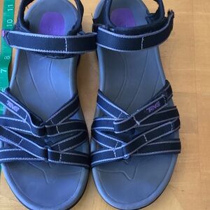 Teva Black Sport Sandals with Purple Accents
